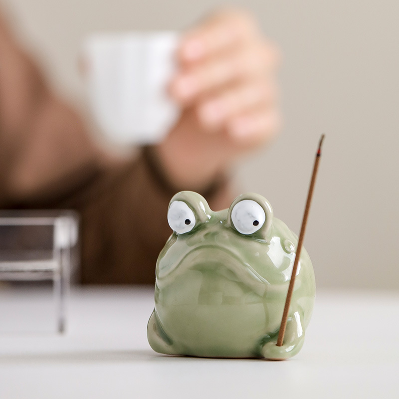 Home Fragrance Zen - Brûleur d'encens grenouille en céramique créatif,